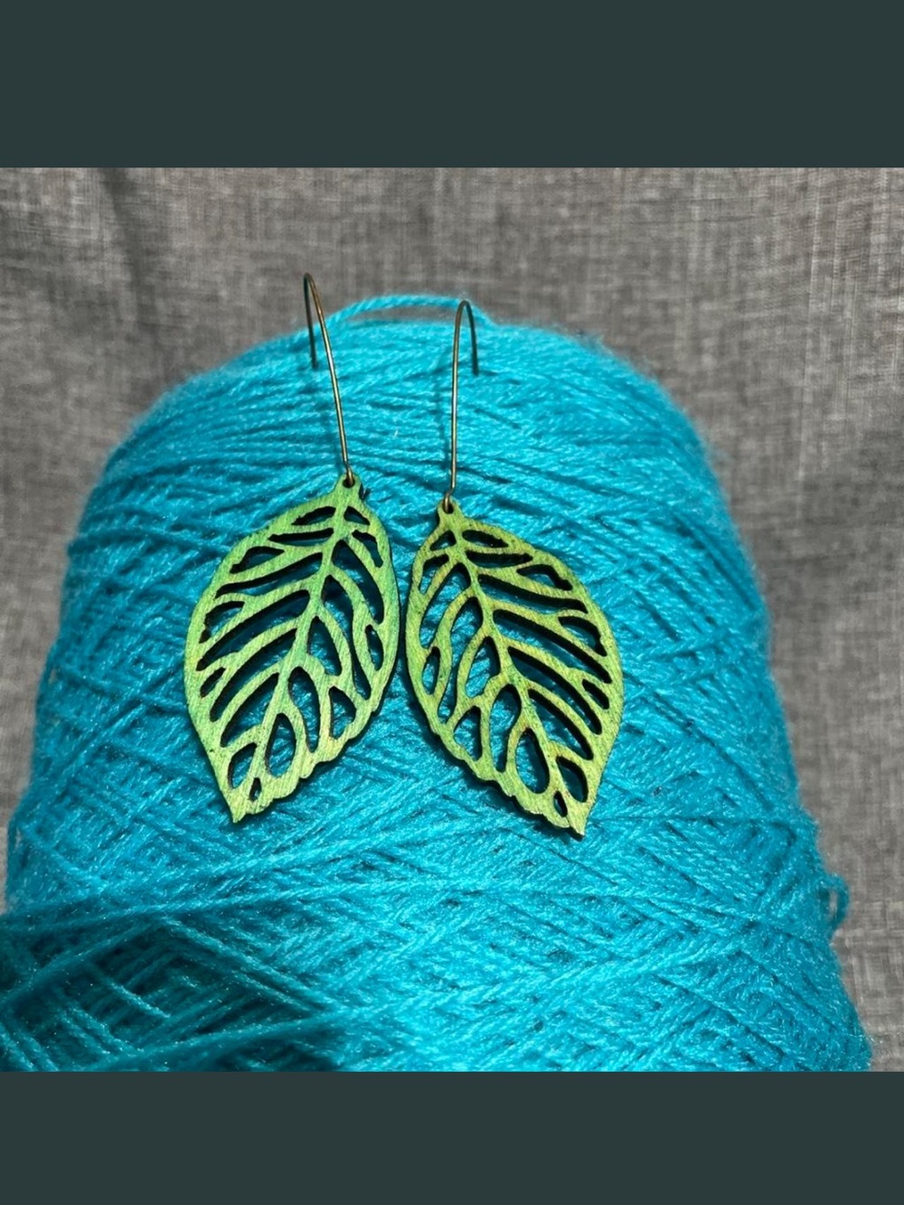 Green Leaf Filigree Drop Earrings - Women Jewelry